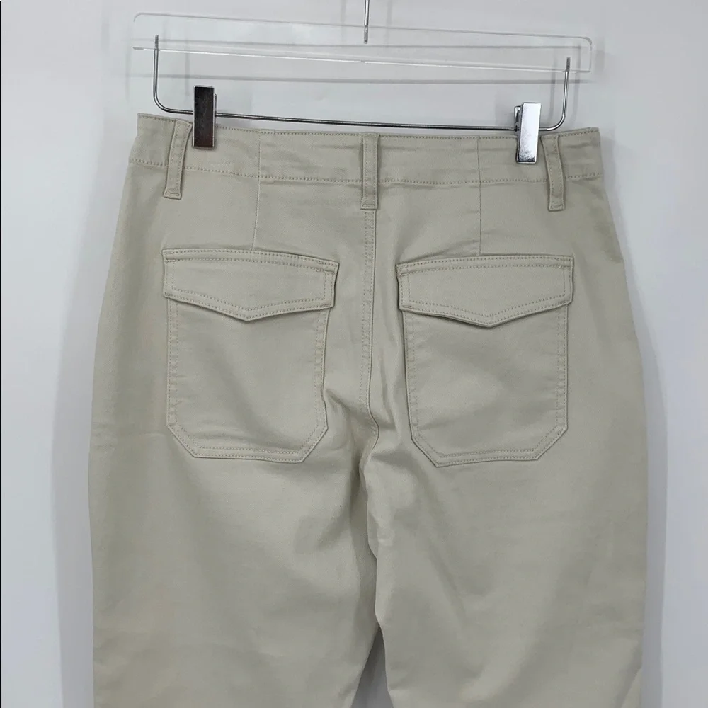 CAbi Compass jogger pants beige tan zipper stretch patch pockets oyster new 6